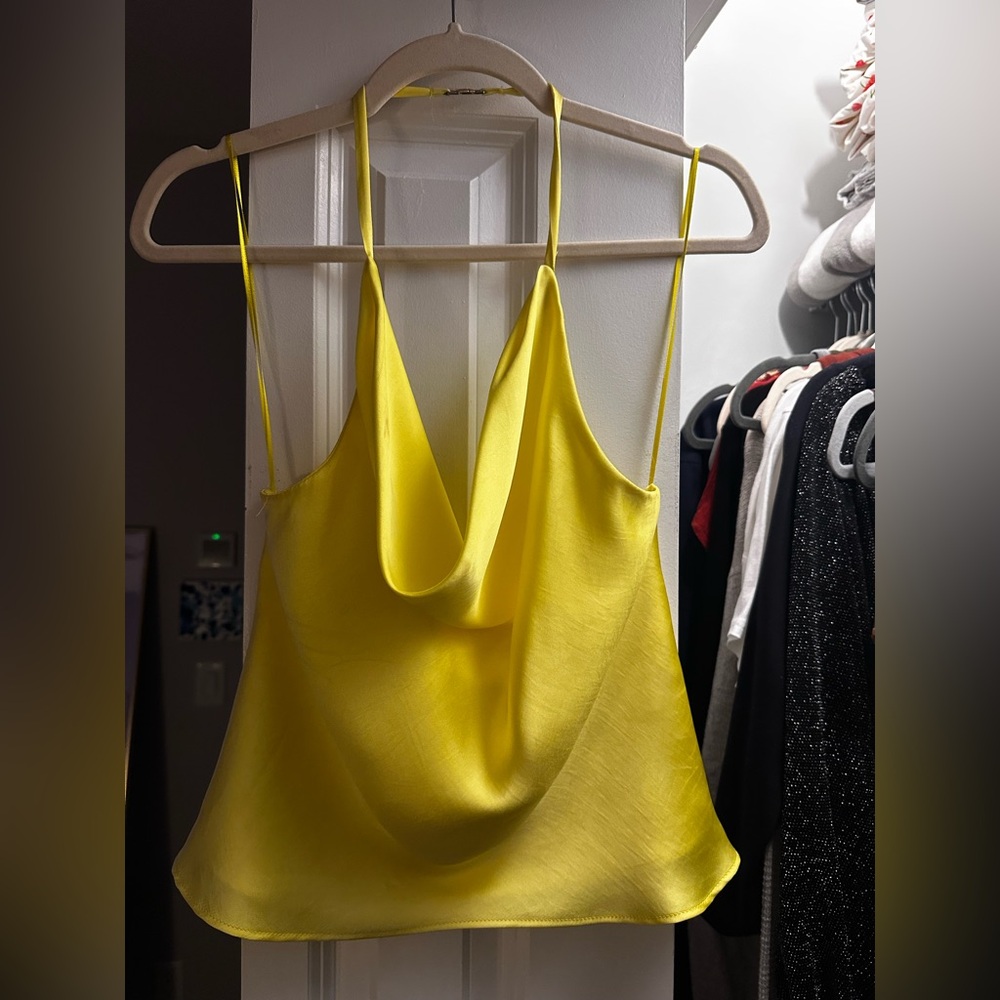 Zara Satin Bright Yellow Halter Top